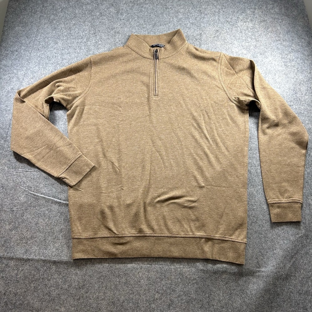 Horn Legend Quarter Zip Sweater Mens XL Cotton Blend Steel Brown Preppy Golf